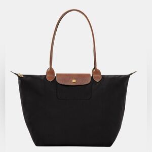 Longchamp Le Pliage Large Black and Brown Tote Bag